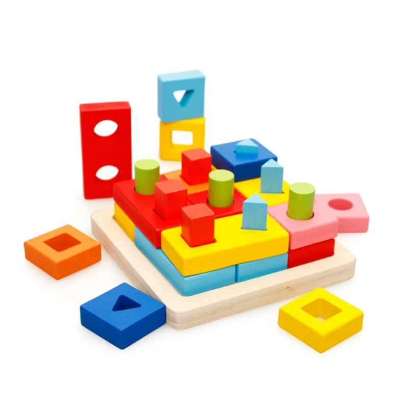 Деревянный Цвет игрушки головоломка для Цвет exerciseand Форма идентификации упражнения деревянная игрушка Цвет ful геометрический Форма