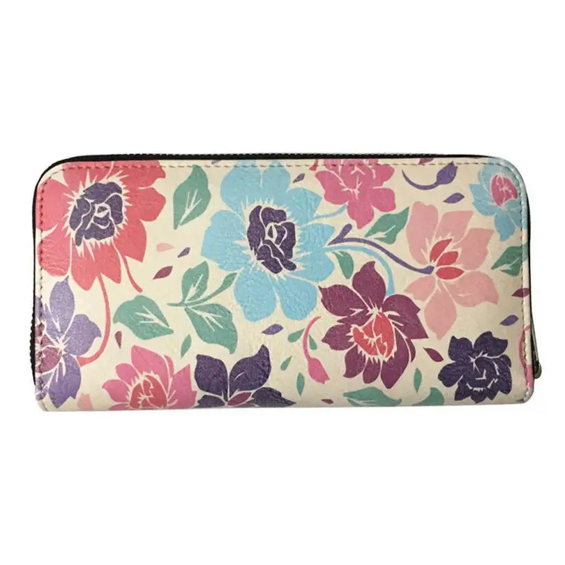 

KANDRA 2019 PU Leather Flower Print Wallets Stylish Unique Travel Credit Card Holder Phone Case Wallets Clutch Zippered Pouch
