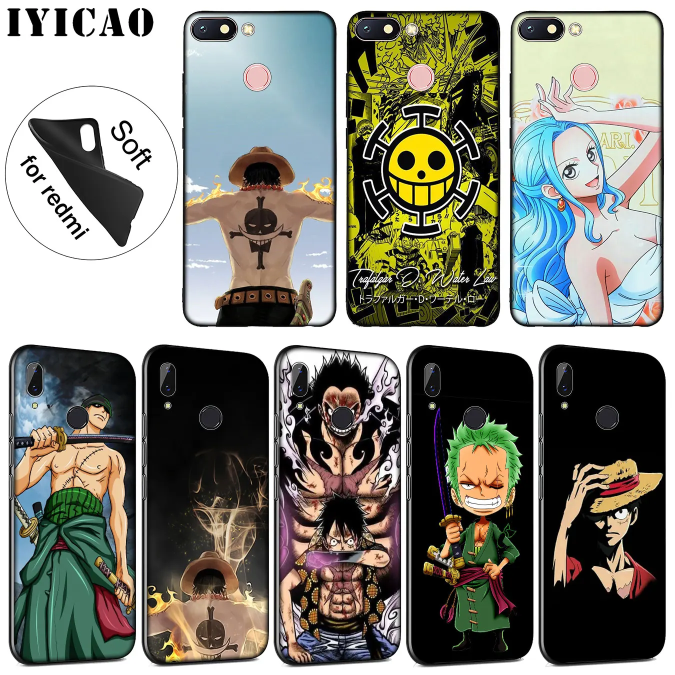 IYICAO one piece luffy Мягкий силиконовый чехол для телефона Xiaomi Redmi K20 8A 7A 6A 5A S2 4X 4A GO Note 8 7 5