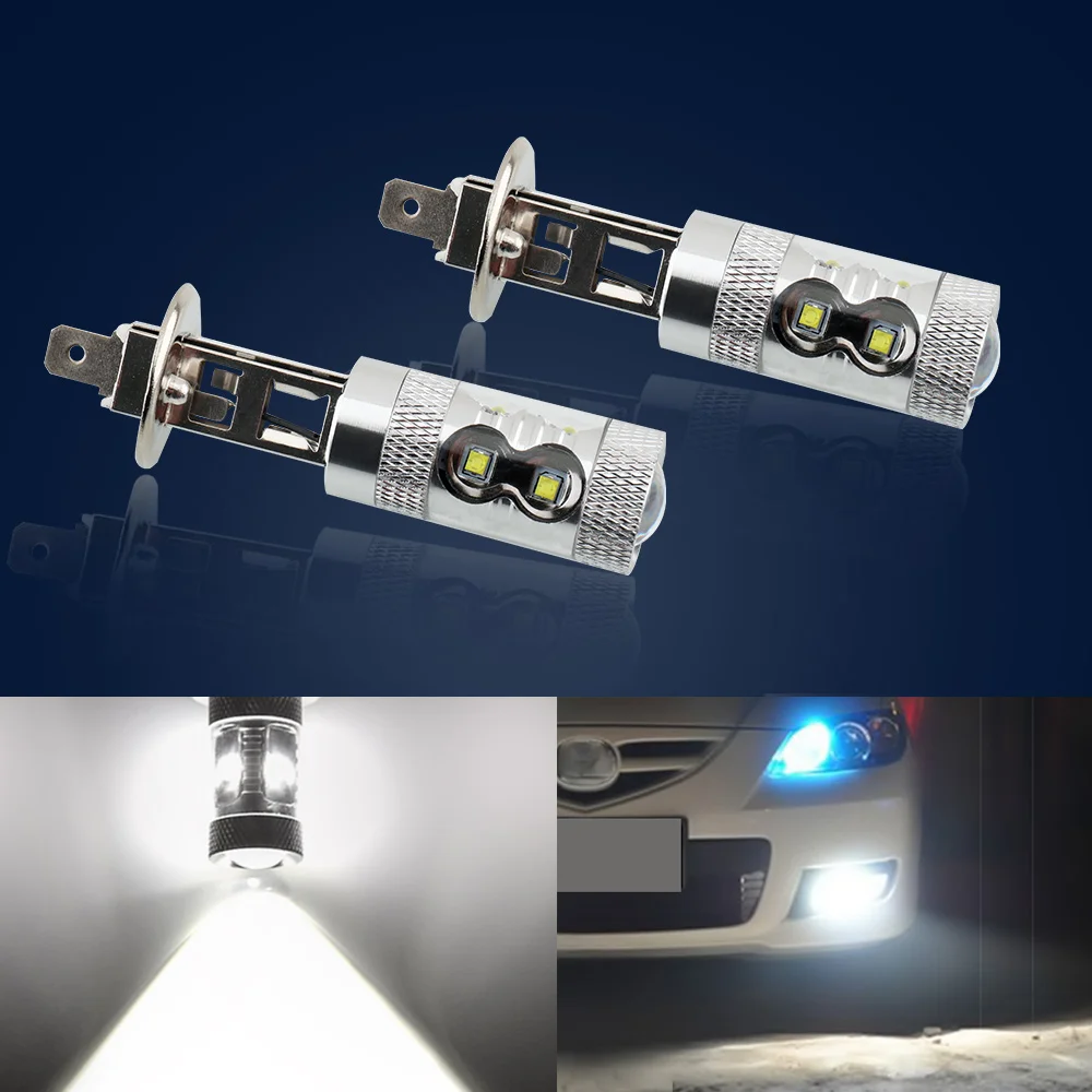 2 шт. H1 Светодиодный лампочки Автомобильные противотуманные фары 6SMD 12SMD 6000 K дневного света DRL вождения лампы автоматические светодиоды супер яркий H1 лампа AC/DC 12 V