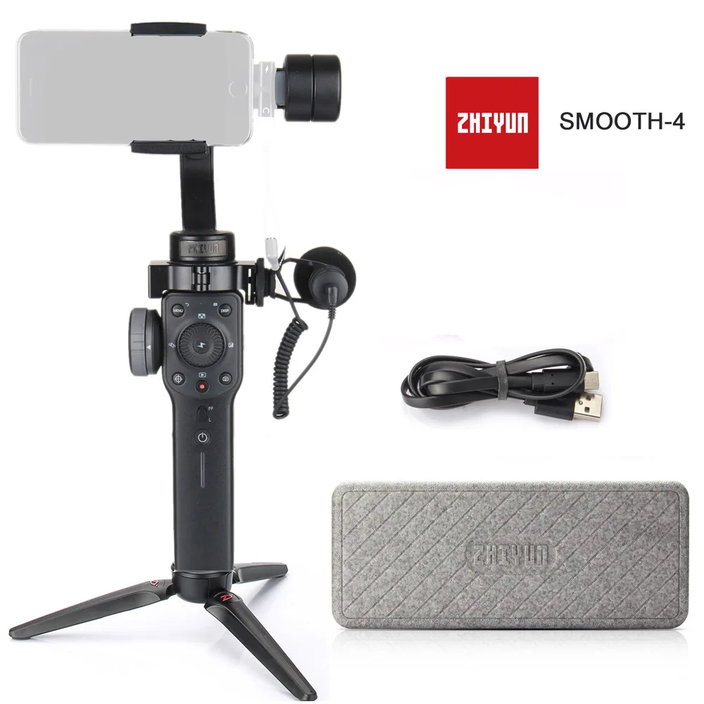 Zhiyun smooth 4 3 оси ручной карданный стабилизатор для смартфона экшн-камеры iPhone X 8 Gopro Hero 5 sjcam YI mic kit - Цвет: with mic