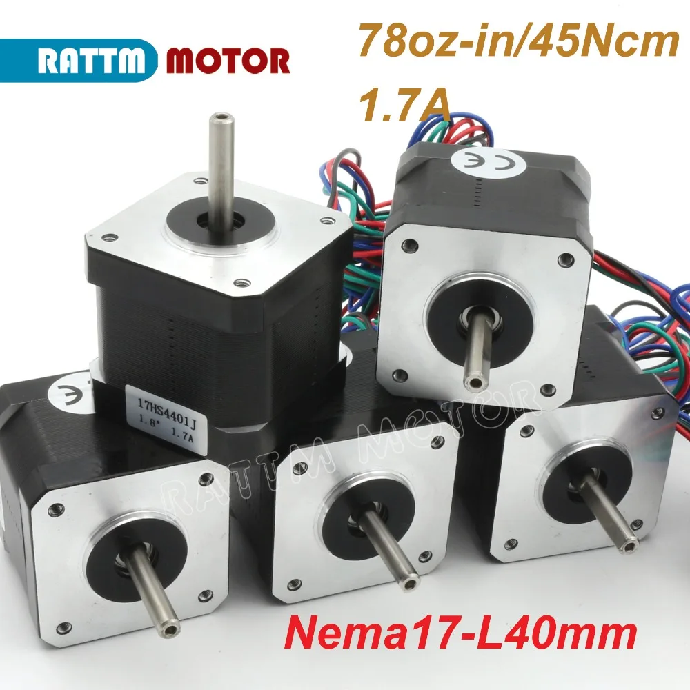 

5pcs 17HS4401J Nema17 Stepper Motor 1.7A/40mm/78oz-in With Connector