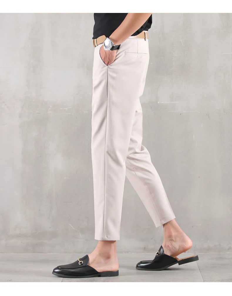 Мужские брюки 2019 летние новые деловые повседневные однотонные брюки с 9 точками джентльмен Тонкий Бизнес Повседневная мужская одежда