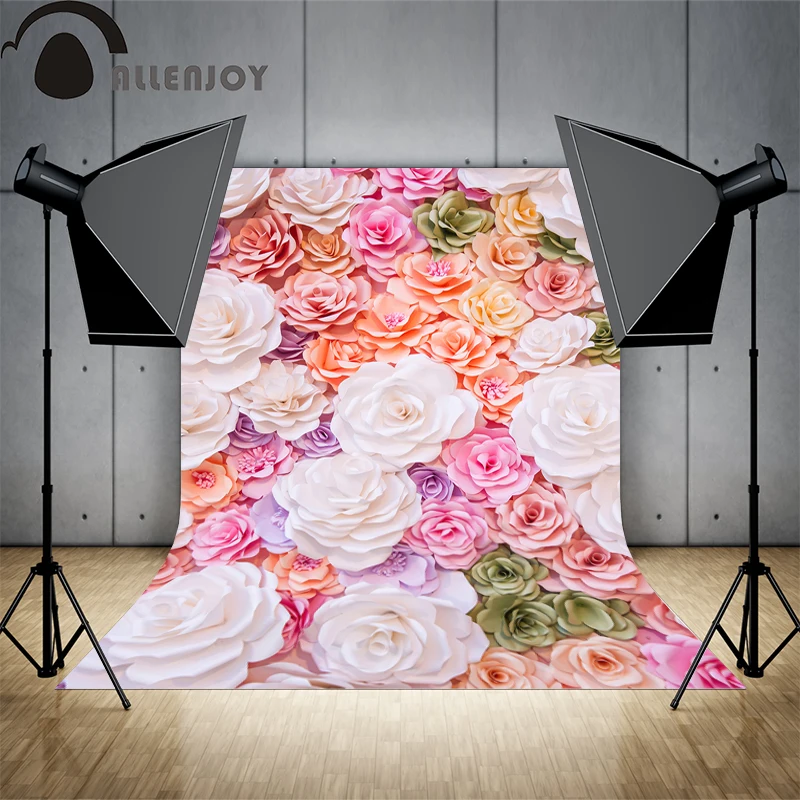 Фото Allenjoy фото камера красивый цветок ребенок душ 3D розовый цветок фоны Свадьба реальный фон для фотосессий №2