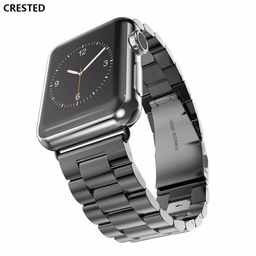 

CRESTED Stainless Steel strap For Apple Watch band 42mm/38mm iWatch 3 2 1 straps Link Bracelet wristband replacement watchband