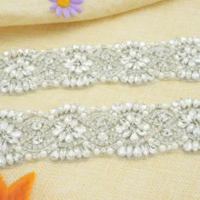 Shidianyi 10 шт горный хрусталь и жемчуг бисером Свадебная аппликация с лентой на голову аппликация мотивы со стразами идеально сочетаются с нарядным Wedding-RA228-Y9513