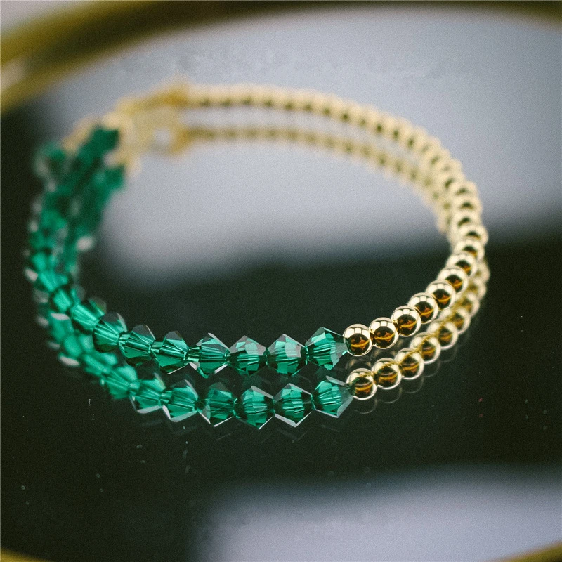 

Customize Gold Wrap Fillde Beads Bracelet Natural Crystal Handmade Personalized Bangles Vintage Jewelry Bracelet for Women