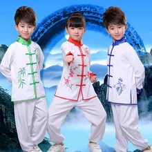 3 Color Martial Arts Uniform Kung Fu Suit Girls Boys Children Chinese Traditional Wushu Clothing Stage Performance Costume Set high quality kung fu clothing tai chi suit embroidery dragon martial arts wushu changquan performance uniform for adult children