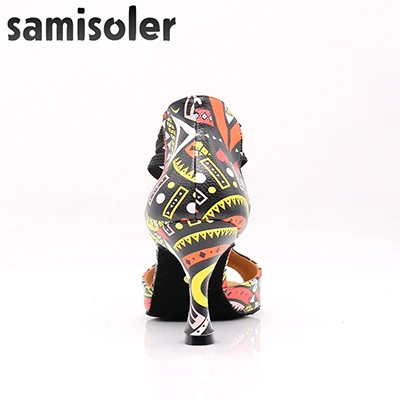 Samisoler/Обувь для латинских танцев; цвета радуги; яркая женская обувь из искусственной кожи для сальсы; Элегантная Обувь для бальных танцев; мягкая танцевальная обувь на каблуке для танго - Цвет: as pictureheel 7.5cm