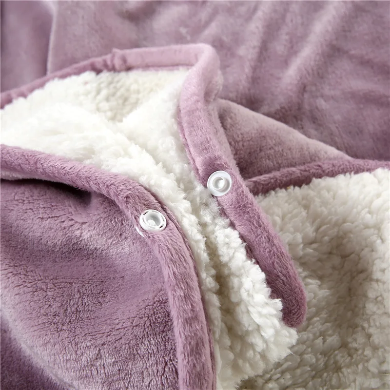 New Wearable Functional Blanket Coral Fleece Air Conditional Double Lamb Fur Sofa Cover Sweatshirt Office Shawl Blanket