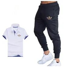 Summer Hot Sale Men's Sets T Shirts+pants Two Pieces Sets Casual Tracksuit Male 2019 Casual Tshirt Gyms Fitness trousers menPolo