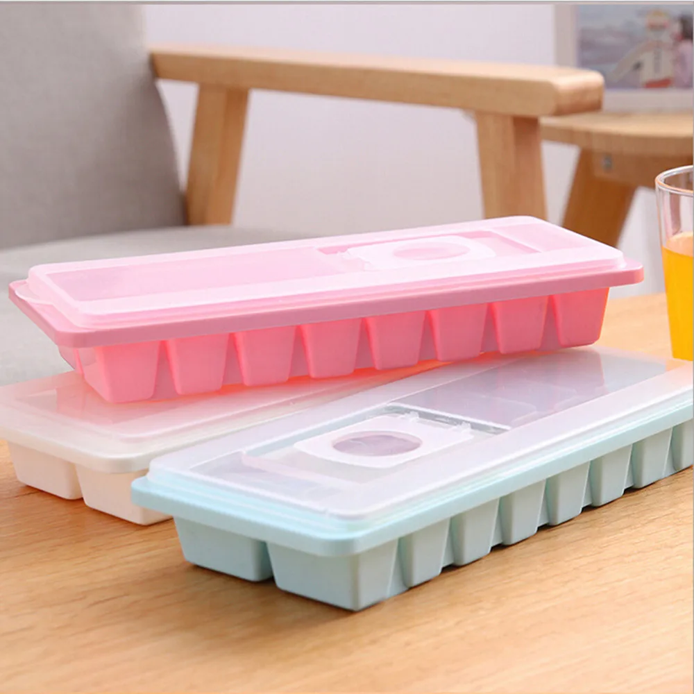 

10##16 Cavity Ice cube tray 2018 hot Ice Cube Box With Lid Cover Drink Jelly Freezer Mould ice Maker Stocked Kitchen Tools GIFT
