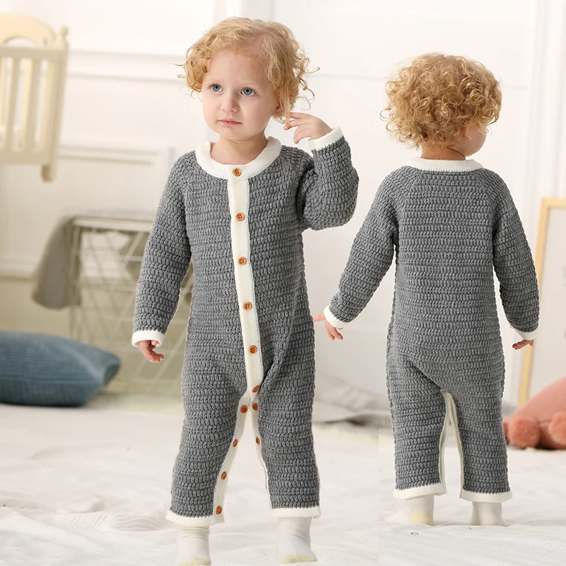 CieiK Baby Clothes Boy Girl Spring Romper+Hat 2 pcslot 2018 Knitted Jumpsuit Newborn Costume Warm Overall Infant Winter Outwear (23)