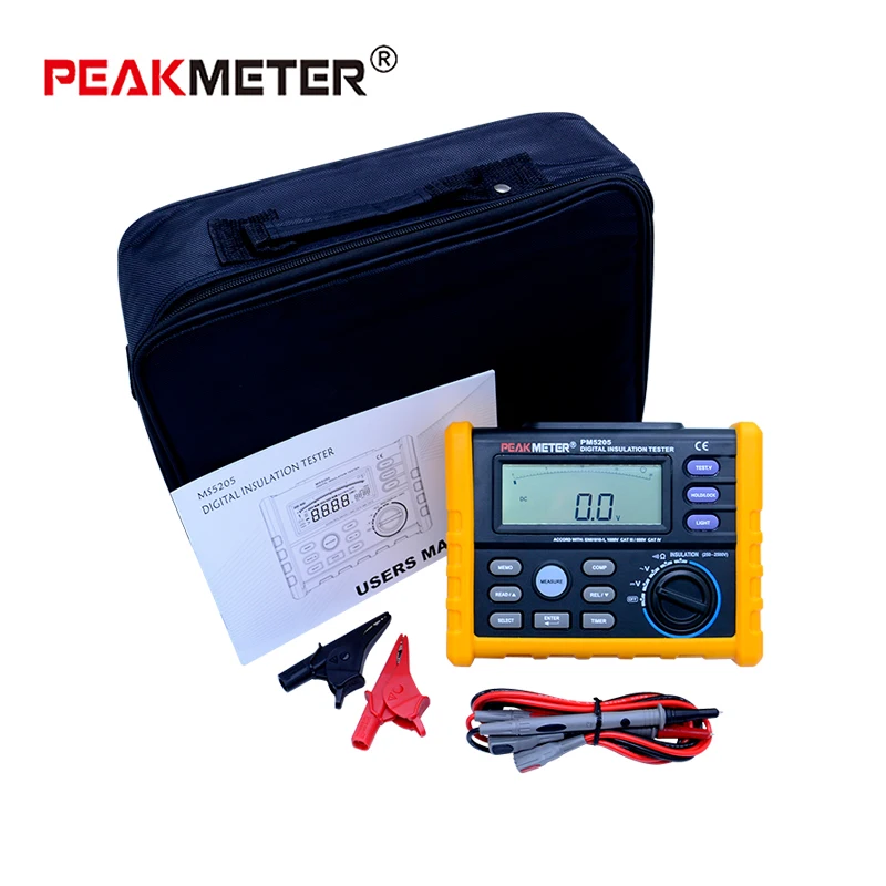 PEAKMETER MS5205 цифровой измеритель сопротивления изоляции 0,01-100G Ом 250v-2500vтестер аналоговый метр