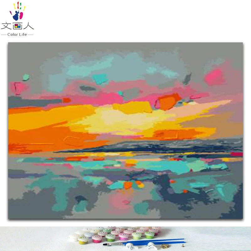 

colorful abstract sky pictures paintings by numbers with package canvas paint by numbers for modern hoom decoration 40x50 framed