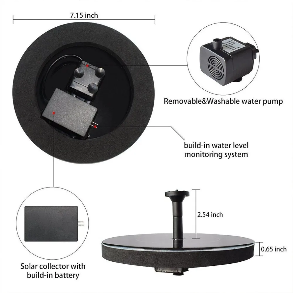 Экологически чистый Интеллектуальный солнечный фонтан насос Комплект для бассейна сада пруда полива круглый насос для водного фонтана с 4 насадками