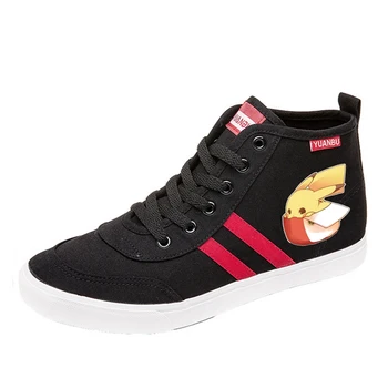 

Amusing Pikachu Cartoon pattern Funny high top breathable canvas uppers sneakers student personalise fashionCasual shoes
