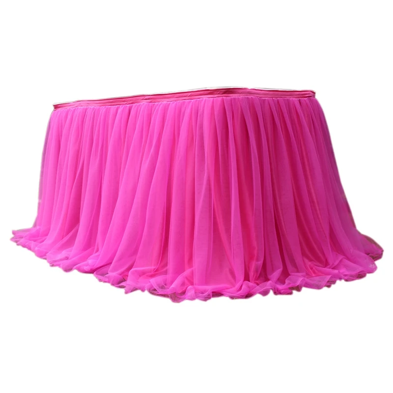 Tutu Tulle table skirt эластичная сетка тюль столовая скатерть для свадебной вечеринки украшение стола домашний текстиль аксессуары - Цвет: L