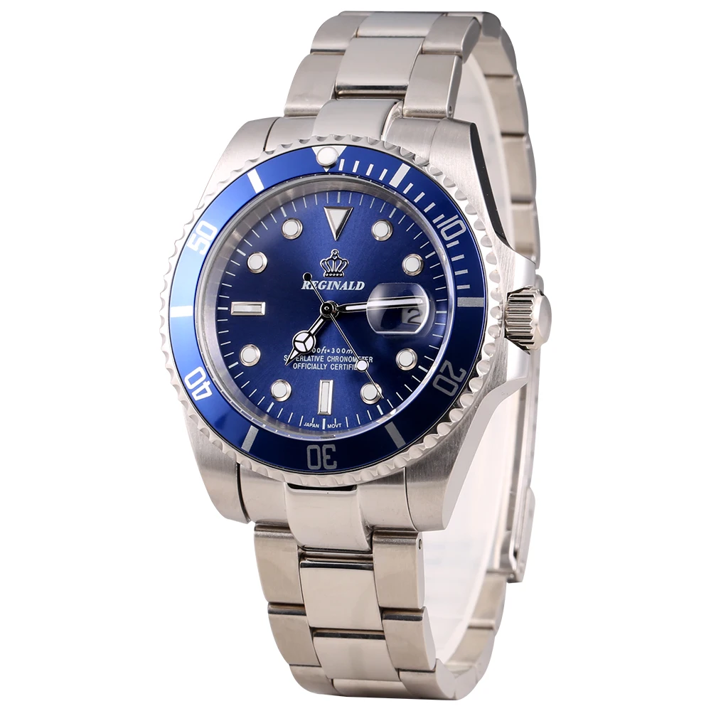 Часы REGINALD мужские GMT вращающийся ободок Японский Miyota 2115 Movt полностью из