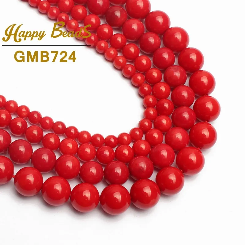 

15.5" Red Coral Round Beads For Jewelry Making Diy Bracelet Necklace 4mm 6mm 8mm 9mm Pick Size Free Shipping-F00080