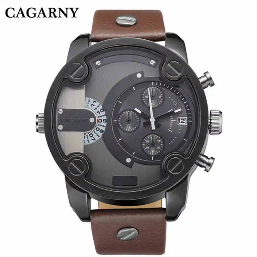 Goedkoop Nieuwe Mannen Horloges Top CAGARNY Merk Luxe Lederen Band Grote Wijzerplaat Mode Sport Horloges Voor Mannen Goedkope Horloge Daddyn 0150