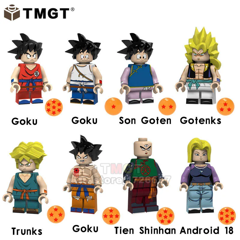 

TMGT Single Sale Dragon Ball Son Goku Torankusu Krillin Tien Shinhan Android 18 Chiaotzu Building Block Models Toys Kids