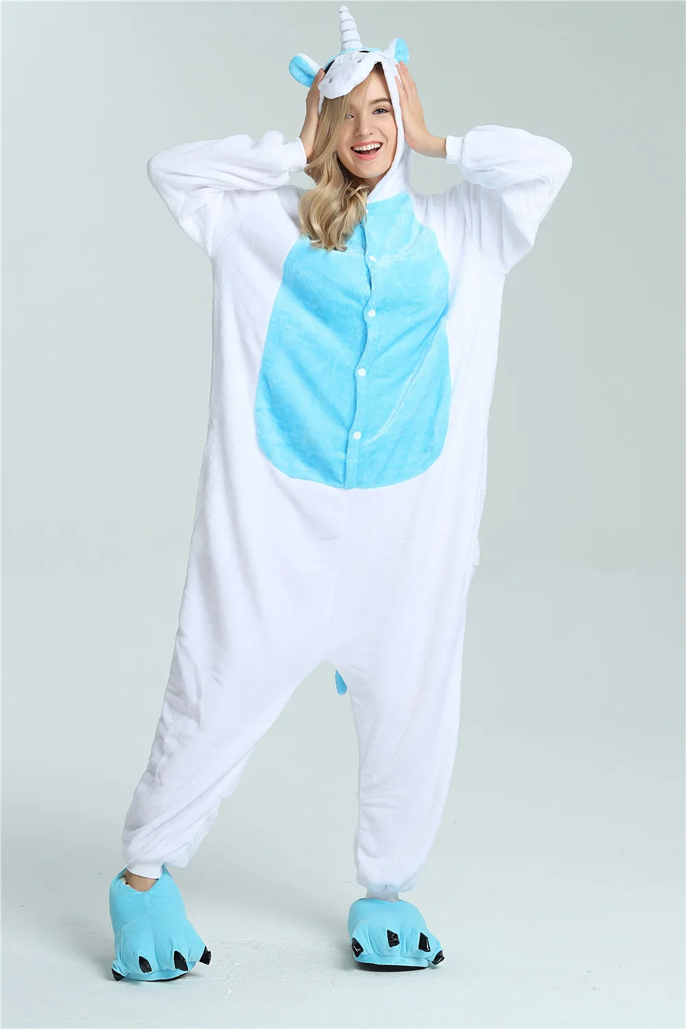 Мода для взрослых зимние Пижама Kigurumi все в одном пижама костюмы животных Косплэй