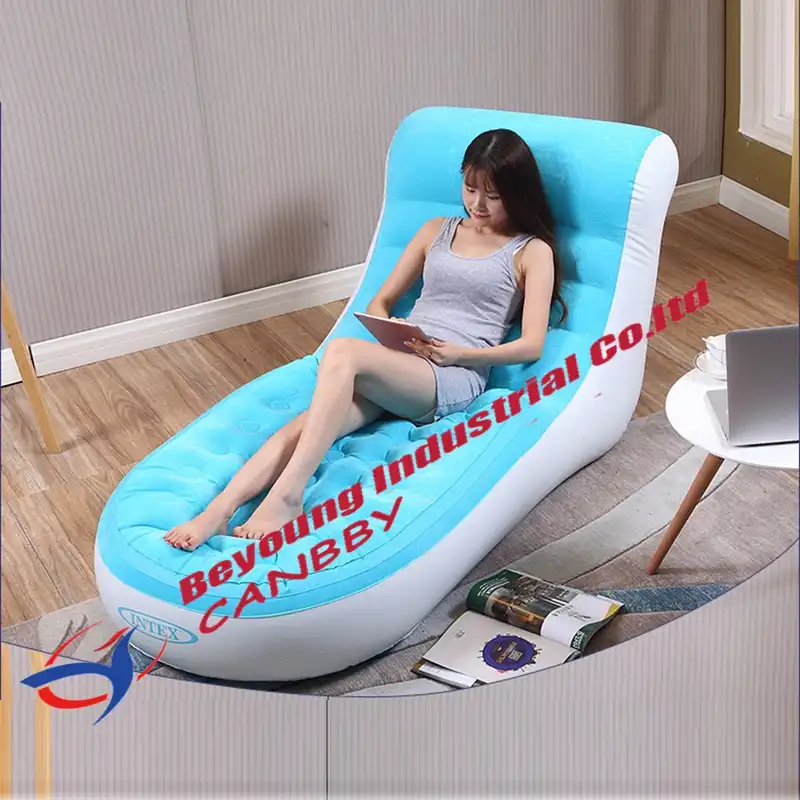 Blue Intex Splash Lounge L Shape Soft Pvc Inflatable Chair Sofa
