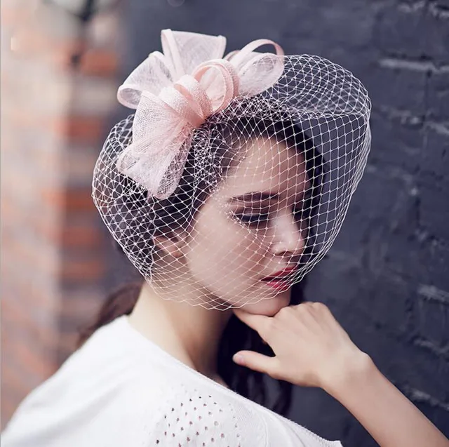 Buy Blush Bridal Hat cover the face Tulle Fashion Hat
