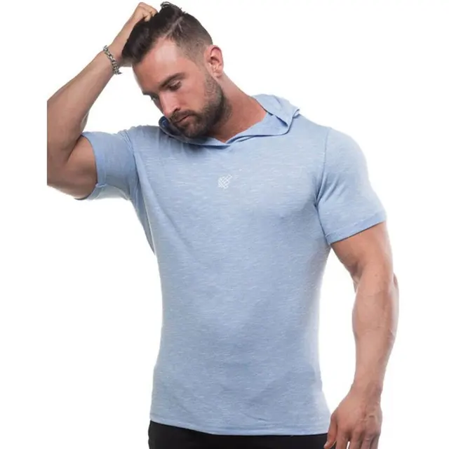 Short Sleeves Men’s Sports Hooded T-shirt - Image 5