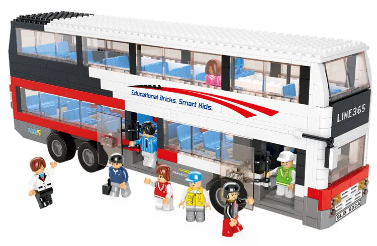 Sluban B0335 City Double-decker Bus Car DIY Building Block Toy blocks toys 