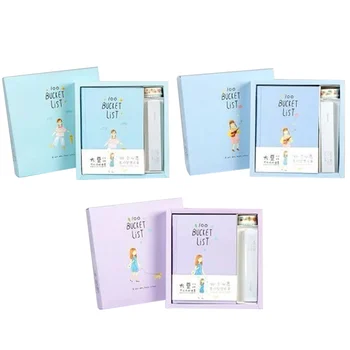 

A5 Kawaii 100 Bucket List Diary Notebook Hand Books Planner Stationery with Tape Pen Ruler for Students Girls Children Gifts