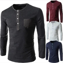 FGGS Solid color Plus Size round neck font b Men b font Long Sleeve Cotton font