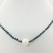 Очаровательная! 4 мм кристалл, белый жемчуг, ожерелье, самое классическое летнее романтическое пляжное ожерелье 18"