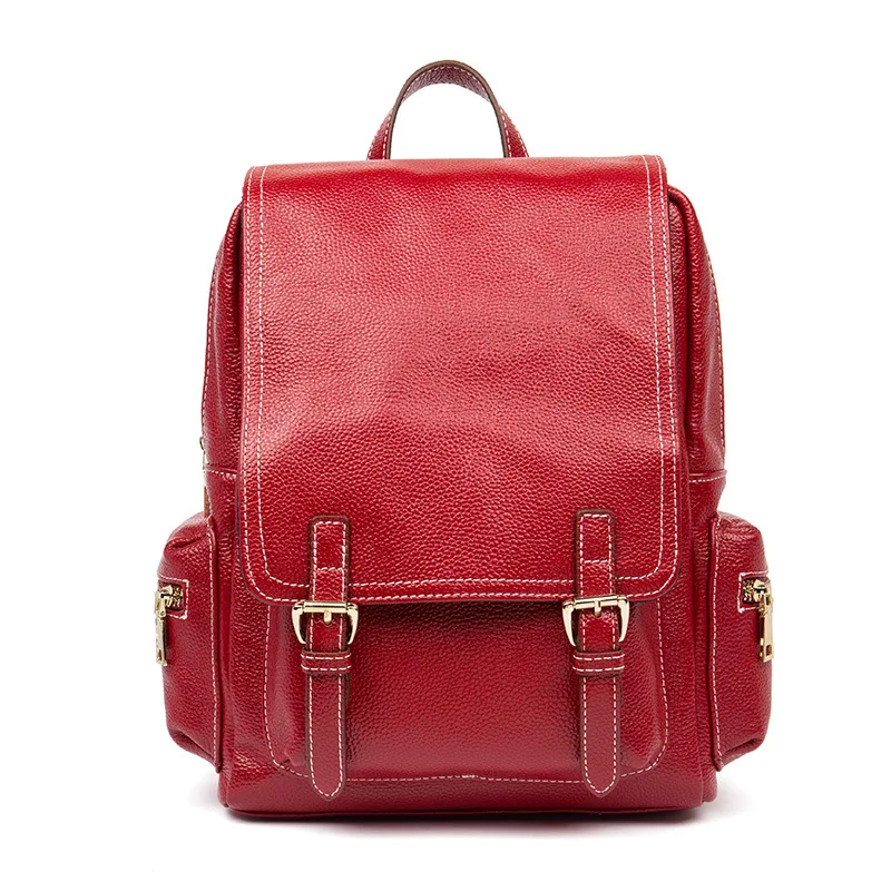 

100% Genuine Leather Women Backpacks Luxury Brand Female Real Natural Leather Ladies Girl Student Casual Backpack New Fashion