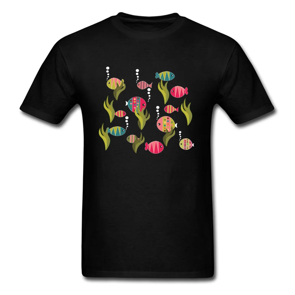 Fishes T-Shirt Newest Short Sleeve Street Cotton Crew Neck Mens Tops Tees Printed T-Shirt Summer Autumn Drop Shipping Fishes black