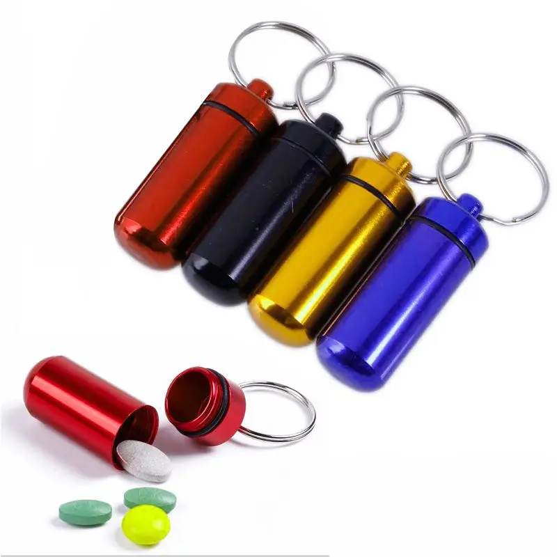 

New Waterproof Aluminum Mini Pill Box Case Bottle Drug Holder Keychain Container Medicine Box Health Care