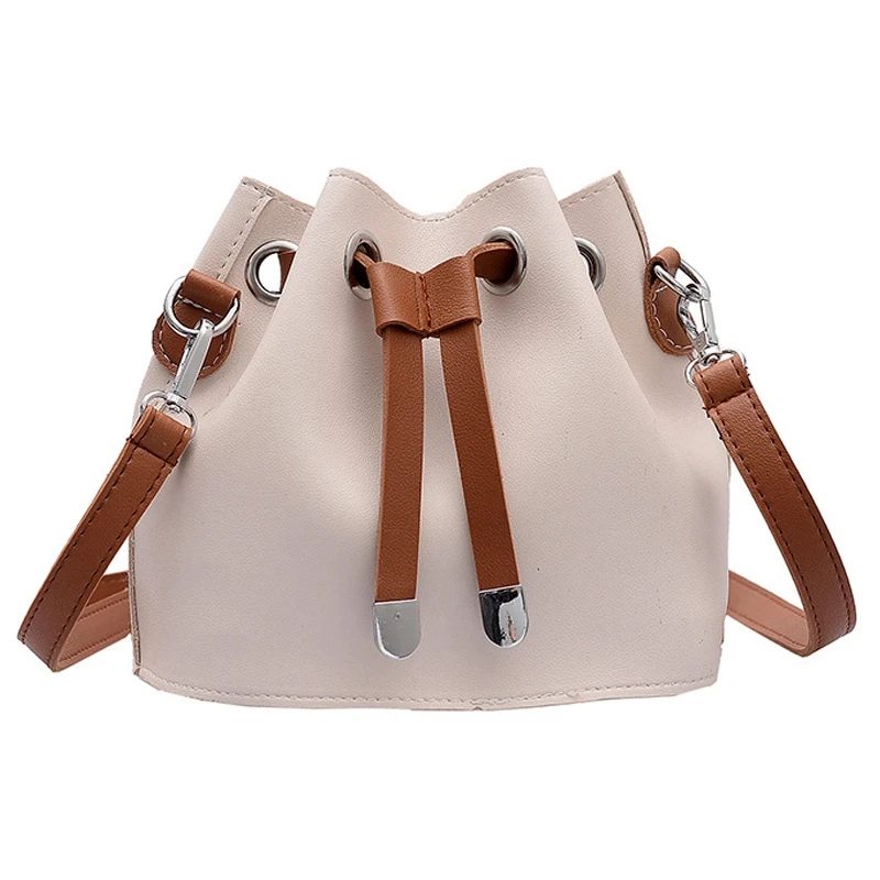 

JHD-Women'S Handbag Fashion Pu Mini Bucket Bag Drawstring Multi-Function Shoulder Bag