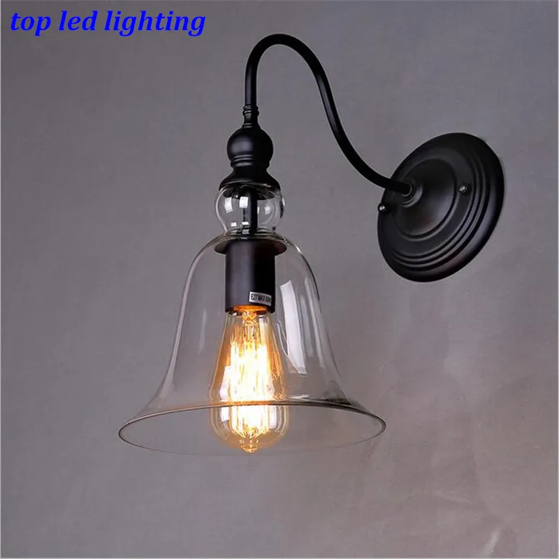 Vintage Brief Glass Iron Wall Lamps for Aisle Bar Restaurant Led E27 Wall Lamp AC 80 265V 1154
