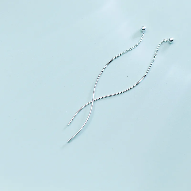 INZATT Real 925 Sterling Silver MInimalist Geometric Twisted stick Tassel Drop Earrings For Women Fine Jewelry OL Accessories - Image 6