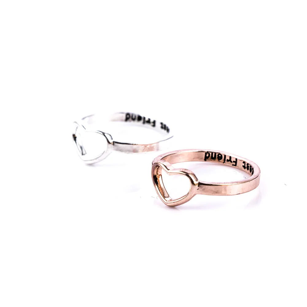 

Friendship Representative Unisex Two Colors Rings Best Friend Letter In Rings Heart Shape Promise Jewelry Popular For Friends