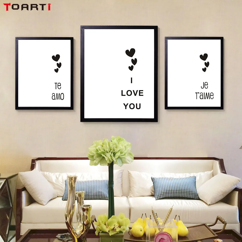 Romantic Quotes Poster Painting I Love You Different Language Styles Bedroom Decoration Nordic Wall Art Pictures Christmas Gift (2)