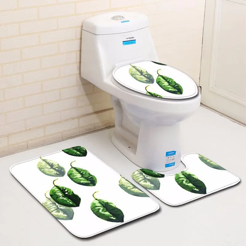 

Zeegle Leaf Printed Carpet For Bathroom Home Decor Bath Mat Non-slip Mat Bathroom Bath Rugs Absorbent Shower Mat Cover Toilet