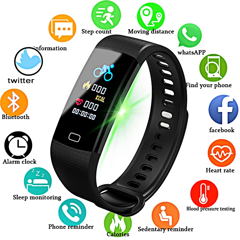

Fitness Women Men Smart Wrist Band Bluetooth Heart Rate Blood Pressure Pedometer Clock LED Sport Bracelet Watch For Android IOS