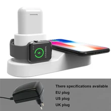 4 в 1 беспроводная Qi быстрая зарядная док-станция для Airpods для Apple Watch для iPhone X зарядная станция EU US UK вилка на выбор