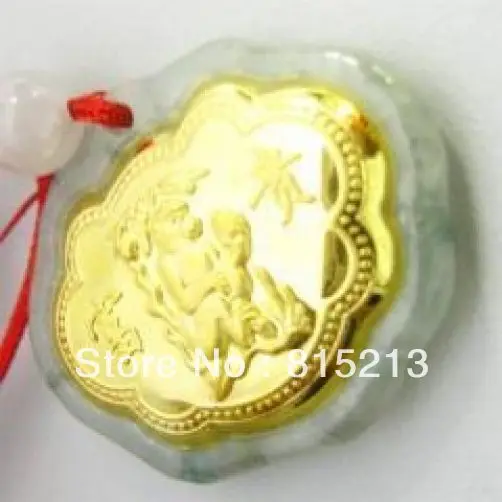 

N595 Natural Jade Agate 24k Gold Zodiac Monkey Necklace N Discount