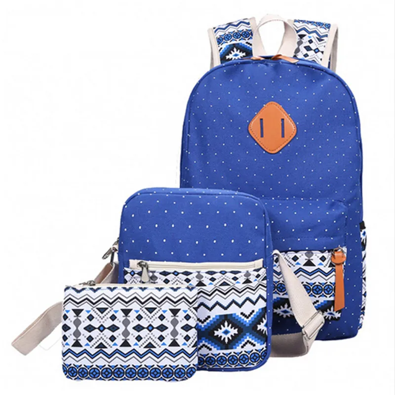 

Women 3 Pcs School Bag Canvas Backpack for Teenager Girl Children Print School Bag Backpack Mochila
