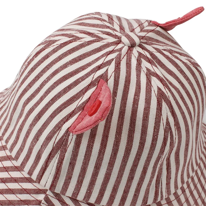 Cute Striped Baby Hat Cat Panama Baby Girls Cap Cotton Kids Sun Cap With Ears Spring Summer Letter Boys Cap Baby Boys Clothing (14)