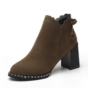 

Spring And Autumn Short Cylinder Boots With High Heels Boots Shoes Martin Boots Women Ankle Boots With Thick Scrub