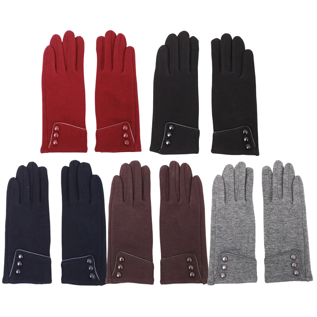 Autumn And Winter New Popular Ladies Three Buttons Plus Velvet Does Not Fall Velvet Bike Thickening Touch Screen Gloves Fashion